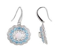 Elegant Opal & Blue Topaz Designer Earrings
