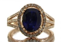 14kt Rose Gold 3.40 ct Sapphire & Diamond Ring