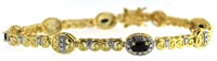 Antique Style Genuine Sapphire & Diam. Bracelet