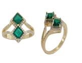 Princess Cut 2.00 ct Double Emerald Ring