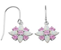 Elegant Opal & Pink Sapphire Earrings