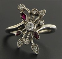 14kt Gold Antique Style Ruby & Diamond Ring