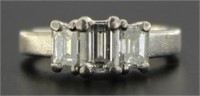 Platinum Emerald Cut 1.00 ct 3 Stone Diamond Ring