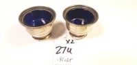 2 Pc. Sterling Small Cups w/ Glass Inserts