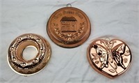 Lot Of 3 Copper Cake Pans Sweet Home Heart Hanging