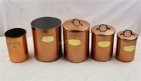 Copper Storage Containers Tins Set