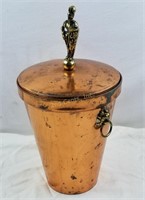 Copper & Brass Ice Bucket Knight Handle On Top