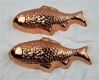 2 Fish Copper Cake Pans Hangers
