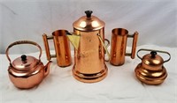 Copper Mugs Container & Kettles Lot