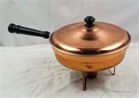 Copper Skillet W/ Lid & Warmer Stand