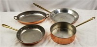 Lot Of Copper Sauce Pans Skillet Cookware