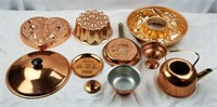 Lot Of Various Copper Items Pans Kettle & More