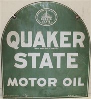 1958 Quaker State Motor Oil 2 sided metal hanging
