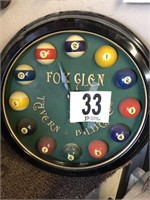 Fox Glen Tavern Billiard Clock
