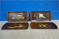 4 Mid Century Trays by Hasko