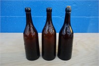 3 12" Antique Henze-Tollen Beer Bottles