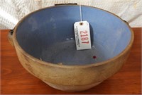 Primitive Earthenware 12” mixing bowl with wire