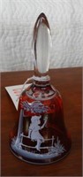 Mary Gregory hand painted Ruby glass bell
