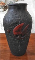 Japanese hand painted vase with sailing junk