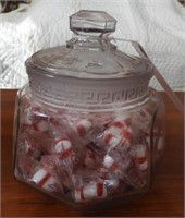 Early American Pattern glass covered canister