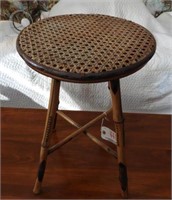 Primitive Bamboo stool with cane top set