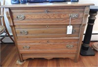 Antique Pine three drawer cottage chest
