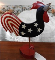 Folk art hand crafted wooden Calling Rooster