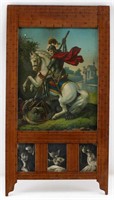 ST. GEORGE SLAYING THE DRAGON PRINT IN WOOD FRAME