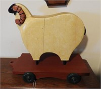 Hand crafted wooden sheep pull toy