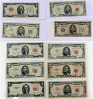 $40 FACE VALUE RED SEAL U.S. BANKNOTES $2 $5