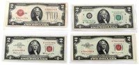 RED SEAL 2 DOLLAR US BANK NOTE LOT 1963 1953 1928