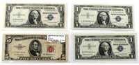 1 & 5 DOLLAR SILVER CERTIFICATE BANK NOTE LOT OF 4