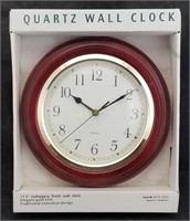 New Quartz Wall Clock Mahogany Finish 2015-7223