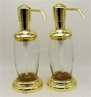 Pair Of Liquid Soap Dispenser Gold Tone