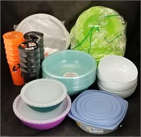 Lot Of New Cups Plates Tubberware & More