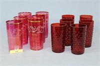 Ruby Hobnail and Cranberry Tumblers