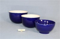 3 Cobalt Blue Mixing Bowls