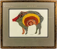Art  Monotype “Quilted Javelina” by Ann Otis
