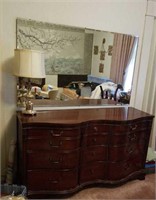 Serpentine front dresser with wall mirror