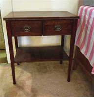 2 drawer side table. finish faded on top