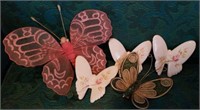 Plastic, wood, porcelain butterfly decorations