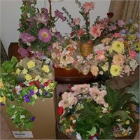 Silk flowers and planters & baskets
