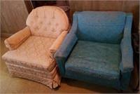 2 low back vintage upholstered chairs