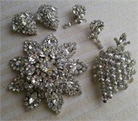 Rhinestone brooches and earring sets -2.
