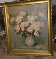 Vintage framed print floral bouquet