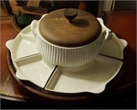 Lazy Susan with center bowl , wood tray & lid
