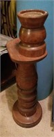 2 Wood Turned Candlesticks,  22" and 7" tall