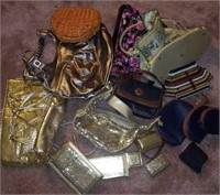 Purses, gold metal look, leather, need cleaned