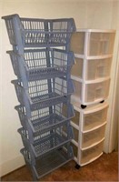 Storage drawers and bins,  6 stacking bins
