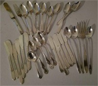 Silver plate flatware, various patterns